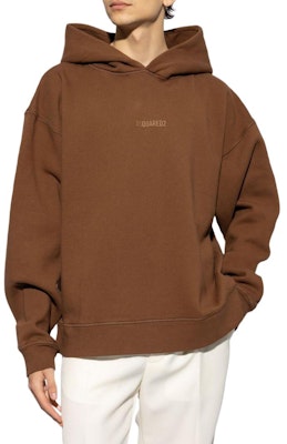 DSQUARED2 SS24 Hoodie Cokelat dengan Logo Huruf Cetak Warna Polos. S74GU0827D25001 Lookbook DSQUARED2 SS24 Hoodie Cokelat dengan Logo Huruf Cetak Warna Polos. S74GU0827D25001