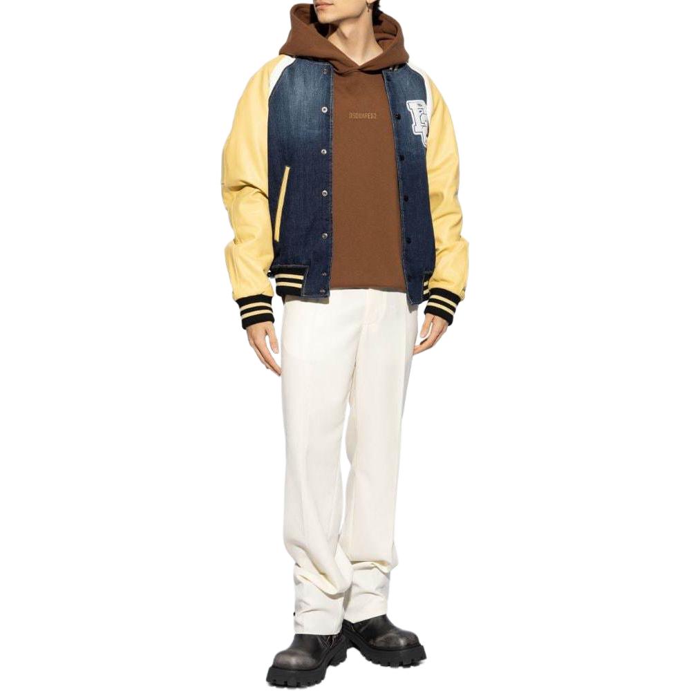 Purchase DSQUARED2 SS24 Hoodie Cokelat dengan Logo Huruf Cetak Warna Polos. S74GU0827D25001