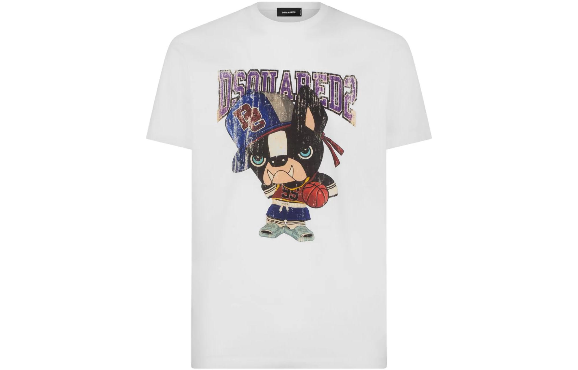 Order DSQUARED2 卡通Logo圖案白色短袖T恤男款 SS24款式 S74GD1262S23009-100