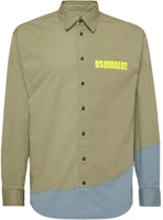 DSQUARED2 SS24 Colorblock Logo Print Long Sleeve Shirt Sage Green Men. S74DM0842S35175-709 DSQUARED2 SS24 Colorblock Logo Print Long Sleeve Shirt Sage Green Men. S74DM0842S35175-709