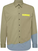 Order DSQUARED2 SS24 Colorblock Logo Print Long Sleeve Shirt Sage Green Men. S74DM0842S35175-709