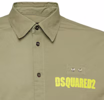 Shop DSQUARED2 SS24 Colorblock Logo Print Long Sleeve Shirt Sage Green Men. S74DM0842S35175-709