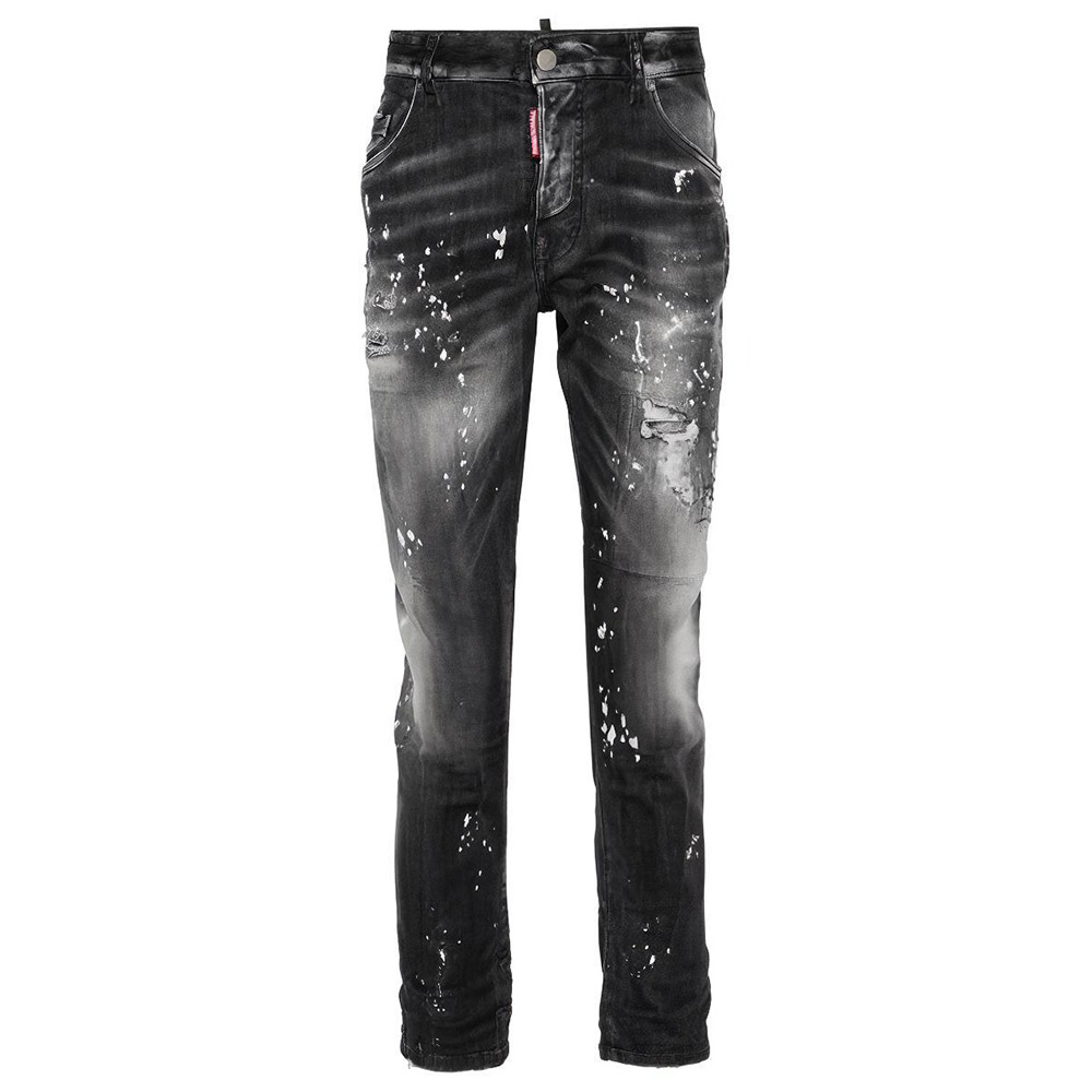 DSQUARED2 SS24 Distressed Button Slim Fit Jeans Men Smoke Black. S71LB1373S30503-900