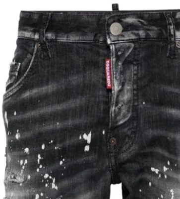 DSQUARED2 SS24 Celana Jeans Slim Fit Distressed Smoke Black Pria. S71LB1373S30503-900 Details for DSQUARED2 SS24 Celana Jeans Slim Fit Distressed Smoke Black Pria. S71LB1373S30503-900