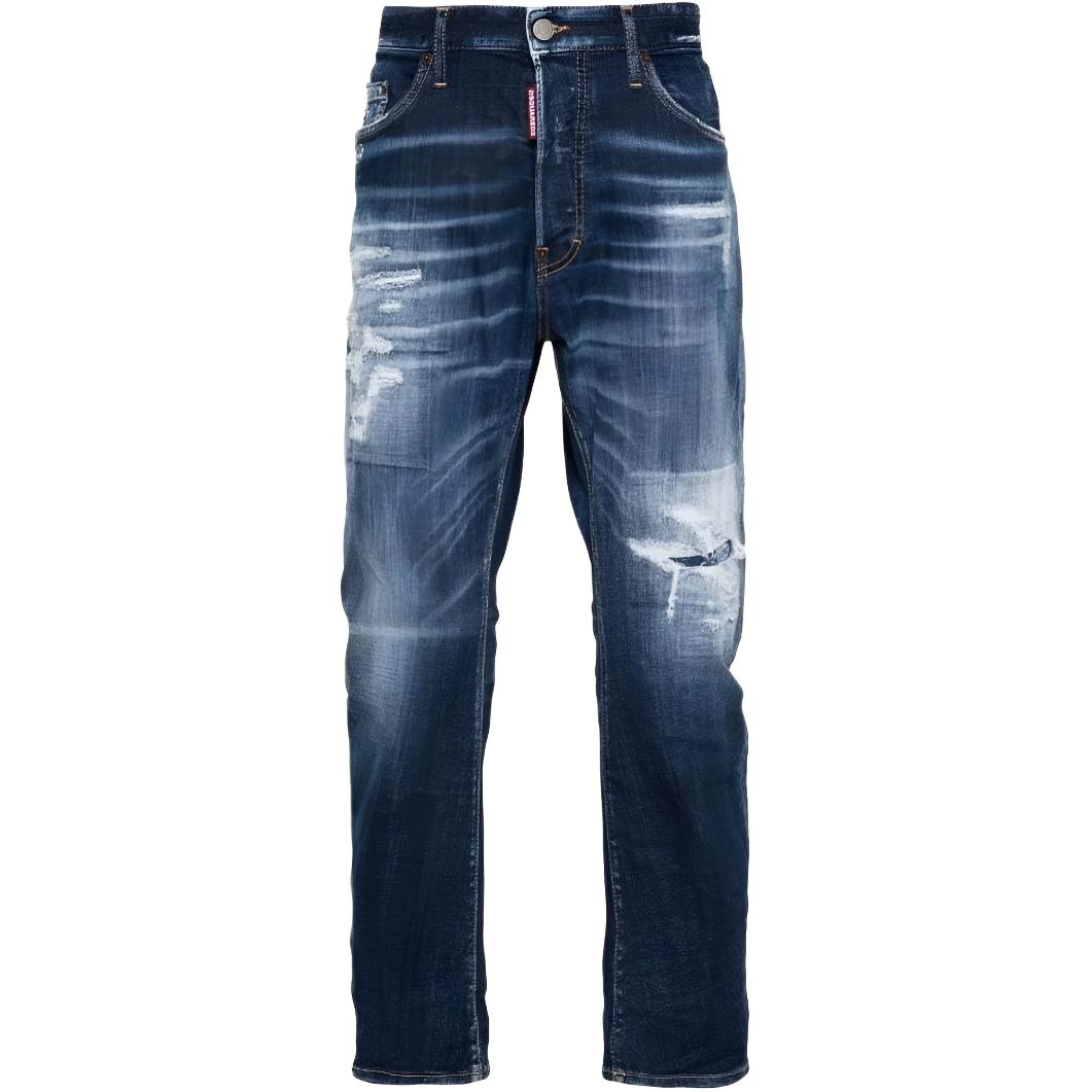 DSQUARED2 SS24 Distressed Button Straight-Leg Jeans Men Blue S71LB1366S30342-470