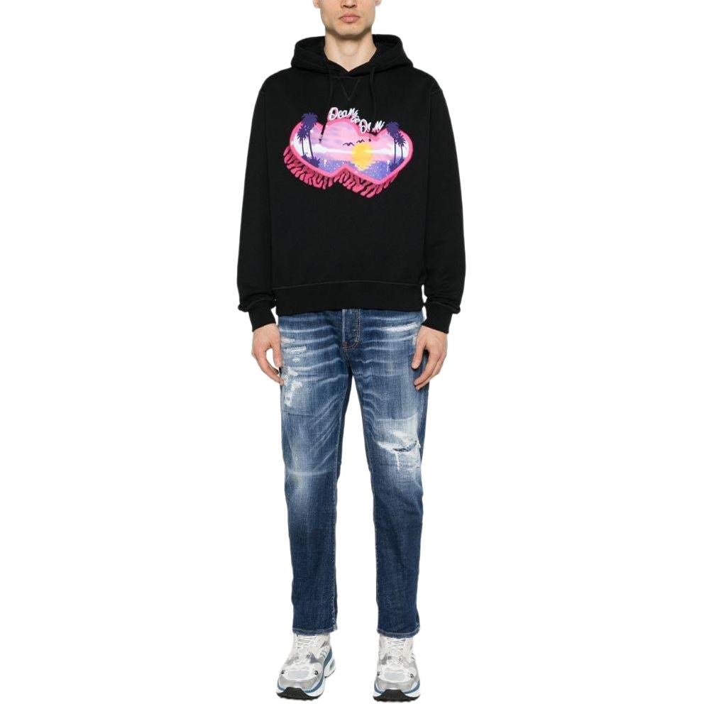 Lookbook DSQUARED2 SS24 男士蓝色直筒破洞牛仔裤 S71LB1366S30342-470