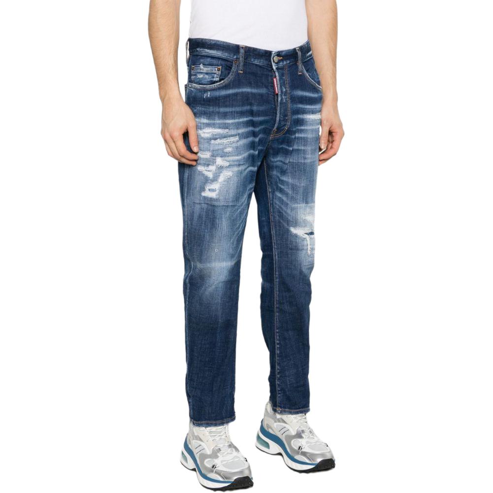 Purchase DSQUARED2 SS24 男士蓝色直筒破洞牛仔裤 S71LB1366S30342-470