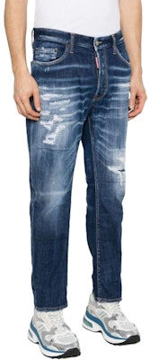 DSQUARED2 SS24 男士蓝色直筒破洞牛仔裤 S71LB1366S30342-470 Purchase DSQUARED2 SS24 男士蓝色直筒破洞牛仔裤 S71LB1366S30342-470