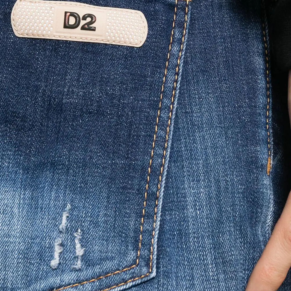 Sizing DSQUARED2 SS24 男士蓝色直筒破洞牛仔裤 S71LB1366S30342-470