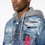 Details for DSQUARED2 SS24 男士藍色寬鬆牛仔連帽外套刺繡破壞風格 S74AM1465S30309-470