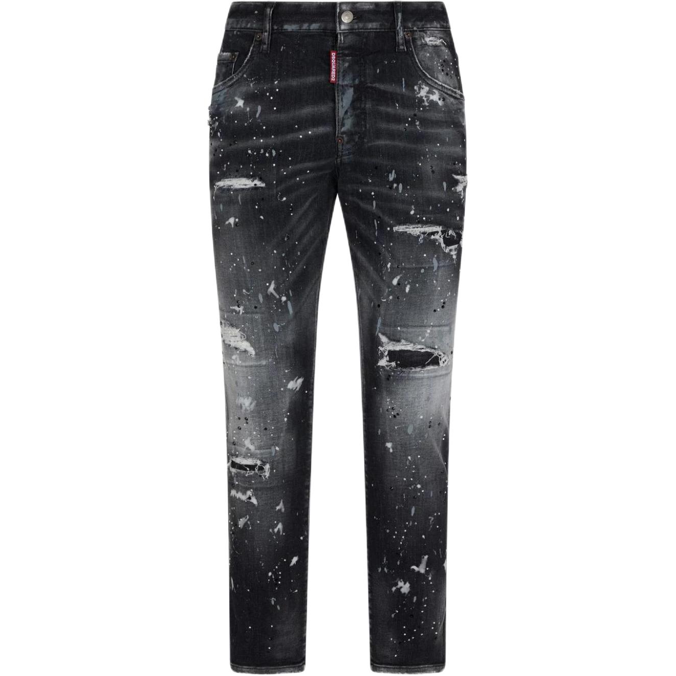 DSQUARED2 SS24 Distressed Paint Splatter Jeans Men Black S71LB1396S30503-900