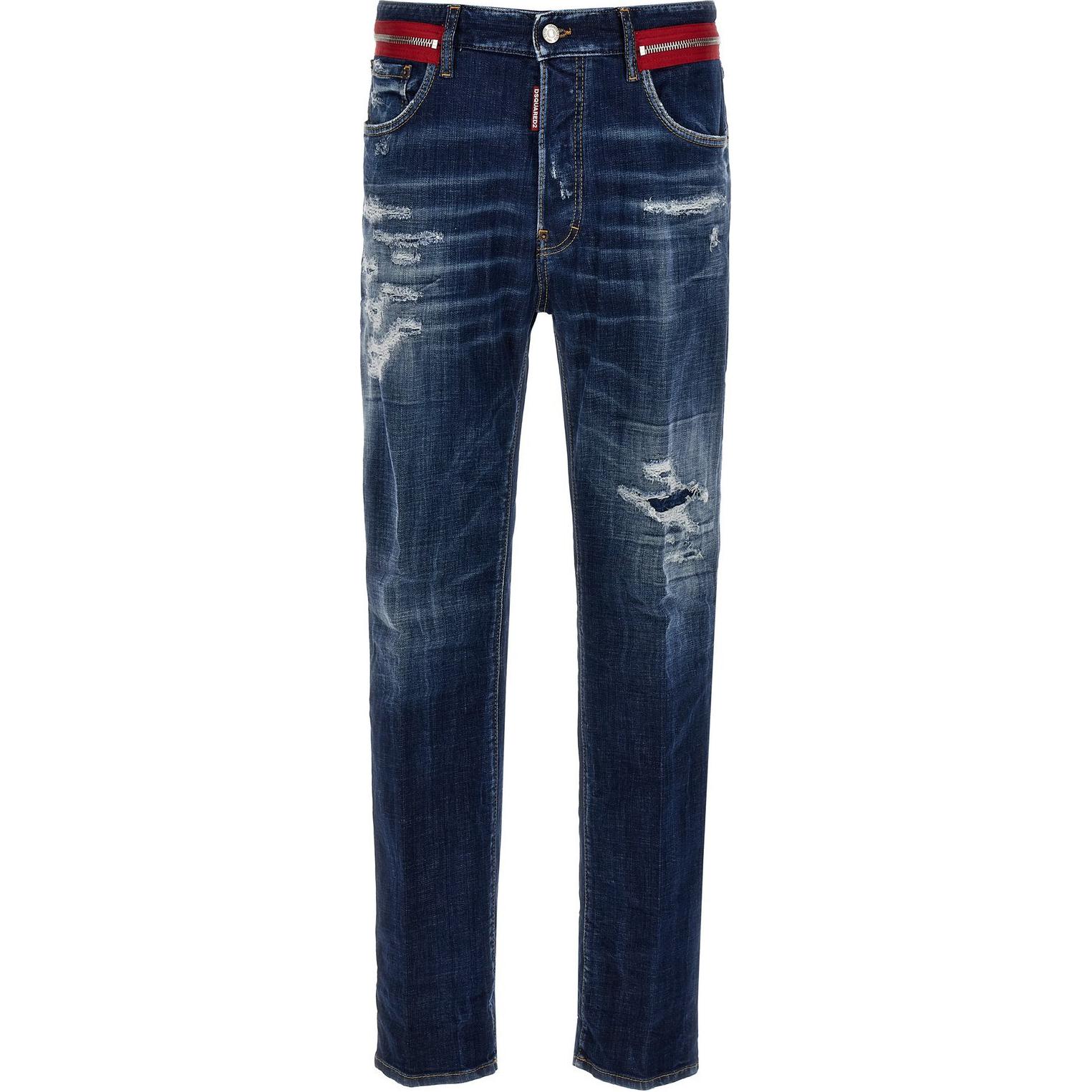 DSQUARED2 SS24 Distressed Ripped Pocket Button Jeans Navy Blue Men. S71LB1349S30342-470