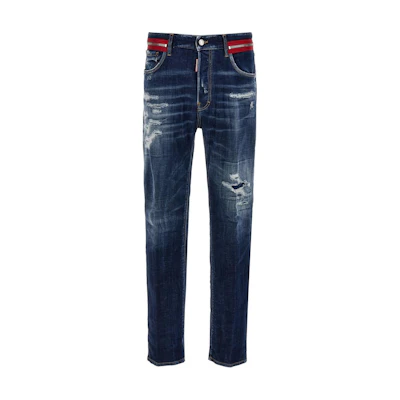 DSQUARED2 SS24 Distressed Ripped Pocket Button Jeans Navy Blue Men. S71LB1349S30342-470