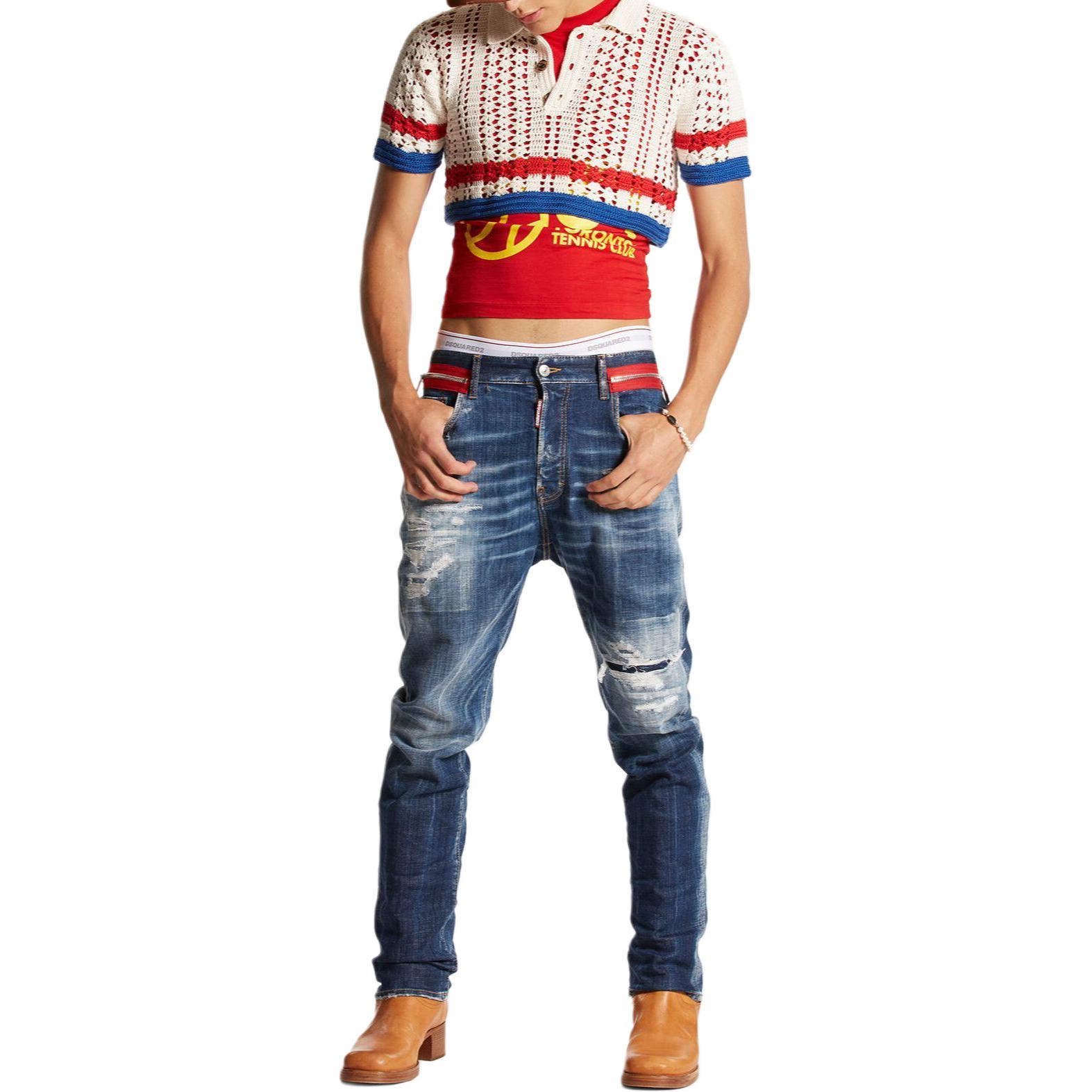 DSQUARED2 SS24 Distressed Ripped Pocket Button Jeans Navy Blue Men. S71LB1349S30342-470 圖 5