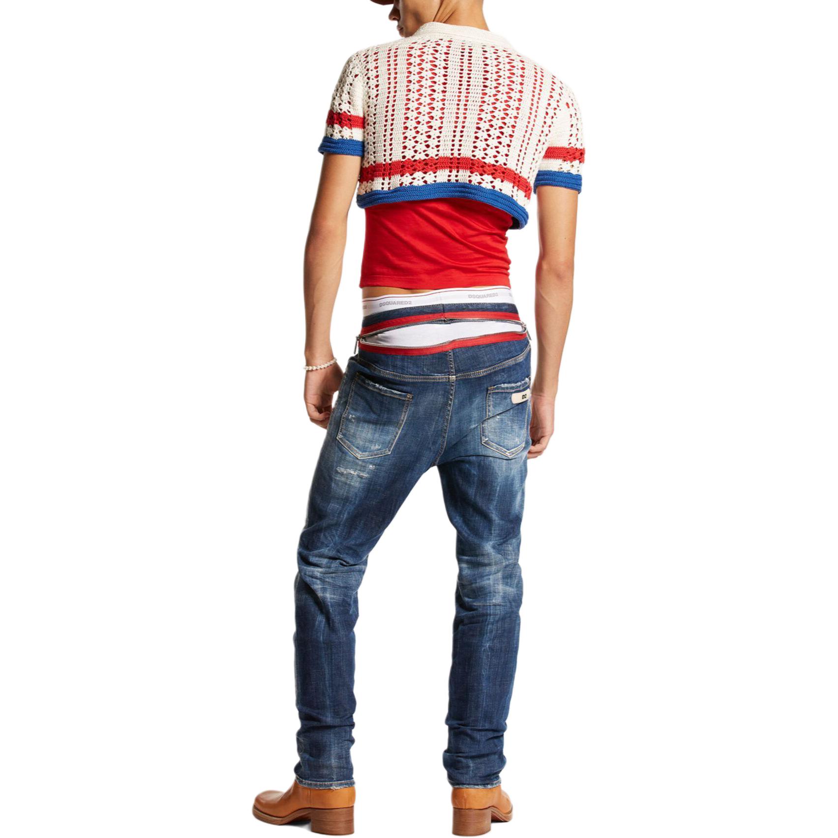 DSQUARED2 SS24 Distressed Ripped Pocket Button Jeans Navy Blue Men. S71LB1349S30342-470 圖 6