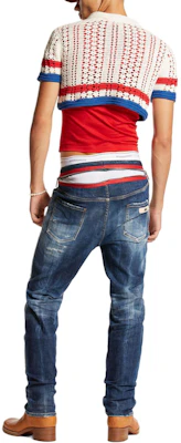 DSQUARED2 SS24 Distressed Ripped Pocket Button Jeans Navy Blue Men. S71LB1349S30342-470 Details for DSQUARED2 SS24 Distressed Ripped Pocket Button Jeans Navy Blue Men. S71LB1349S30342-470