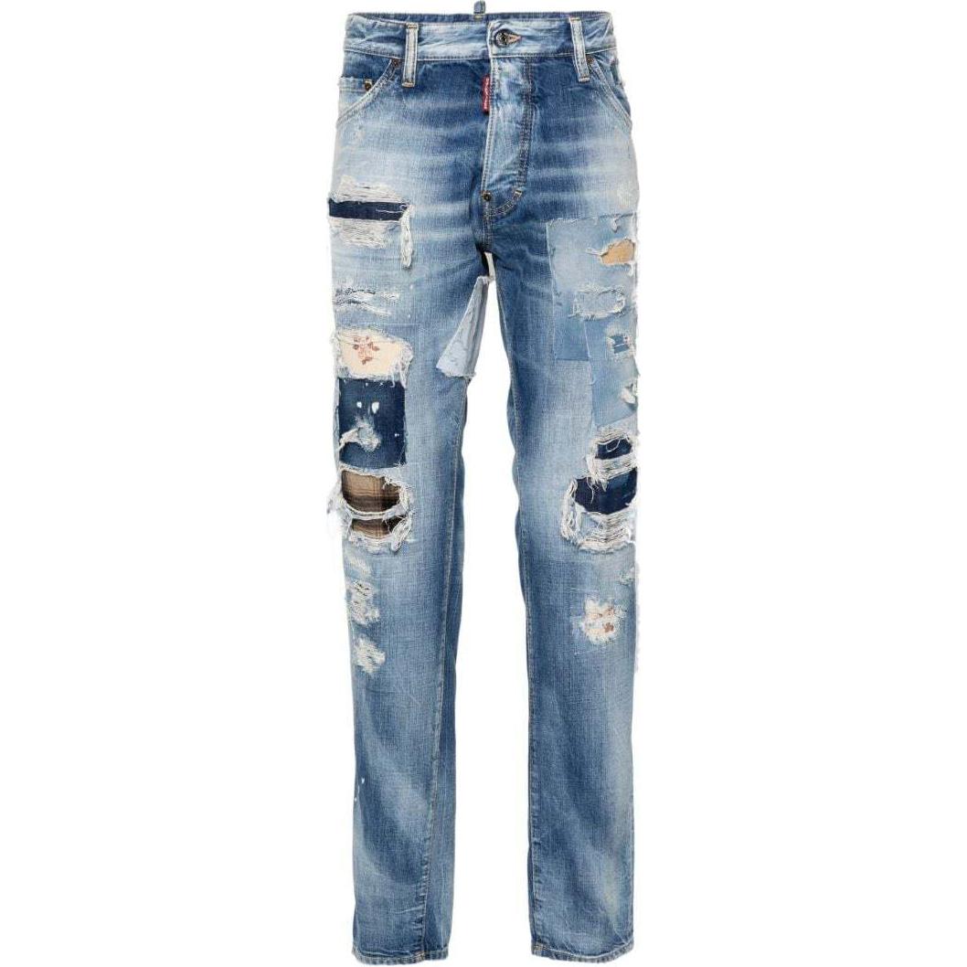 DSQUARED2 SS24 Distressed Slim Tapered Jeans Men’s Blue Denim. S71LB1503S30309-470