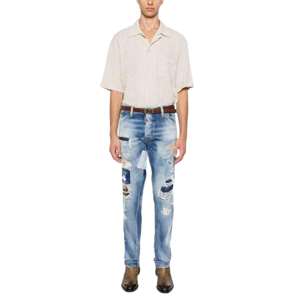 DSQUARED2 SS24 Distressed Slim Tapered Jeans Men’s Blue Denim. S71LB1503S30309-470 圖 3