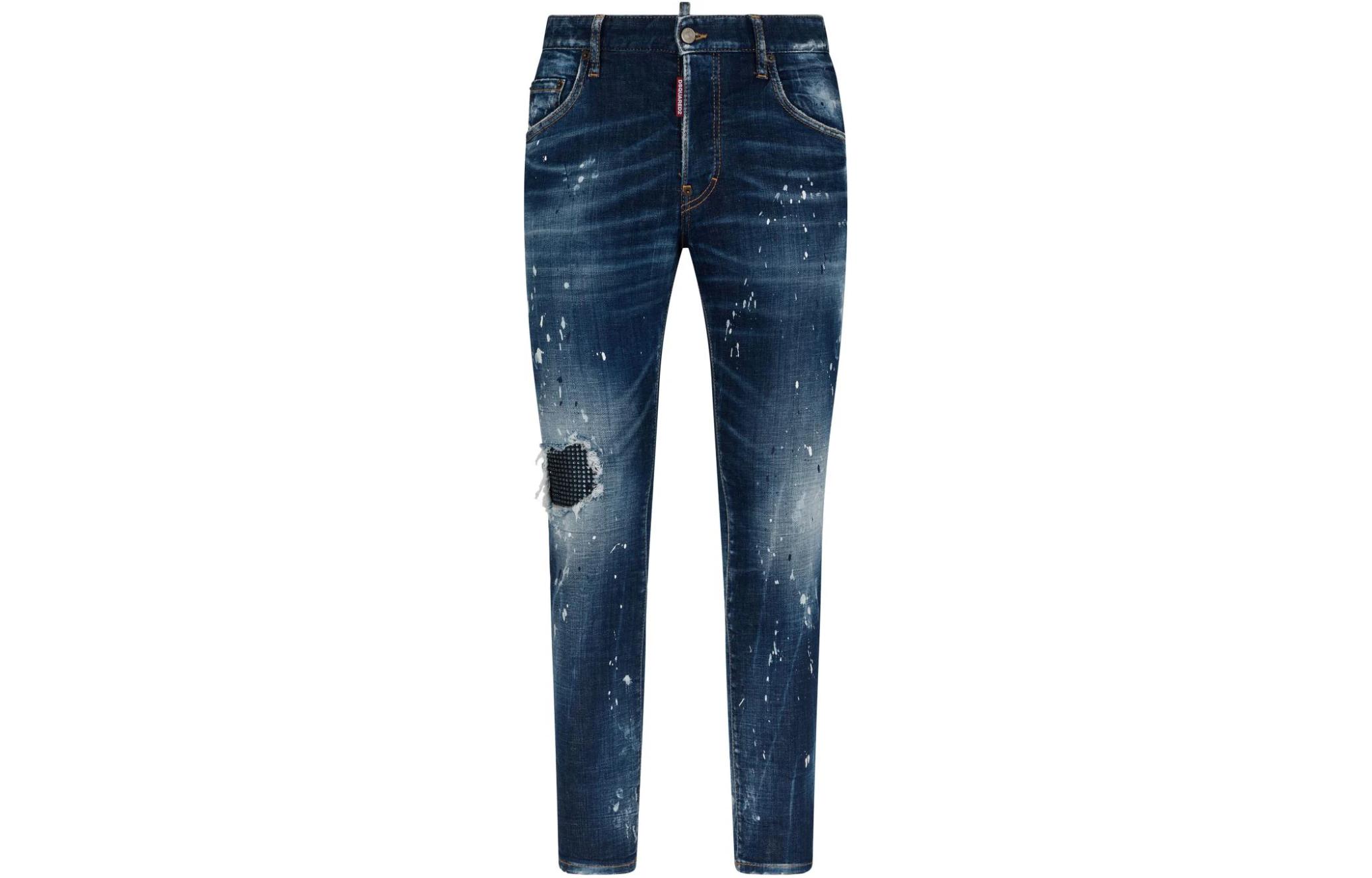DSQUARED2 SS24 Distressed Splatter Slim Fit Indigo Denim Jeans for Men. S71LB1416S30342-470 圖 2