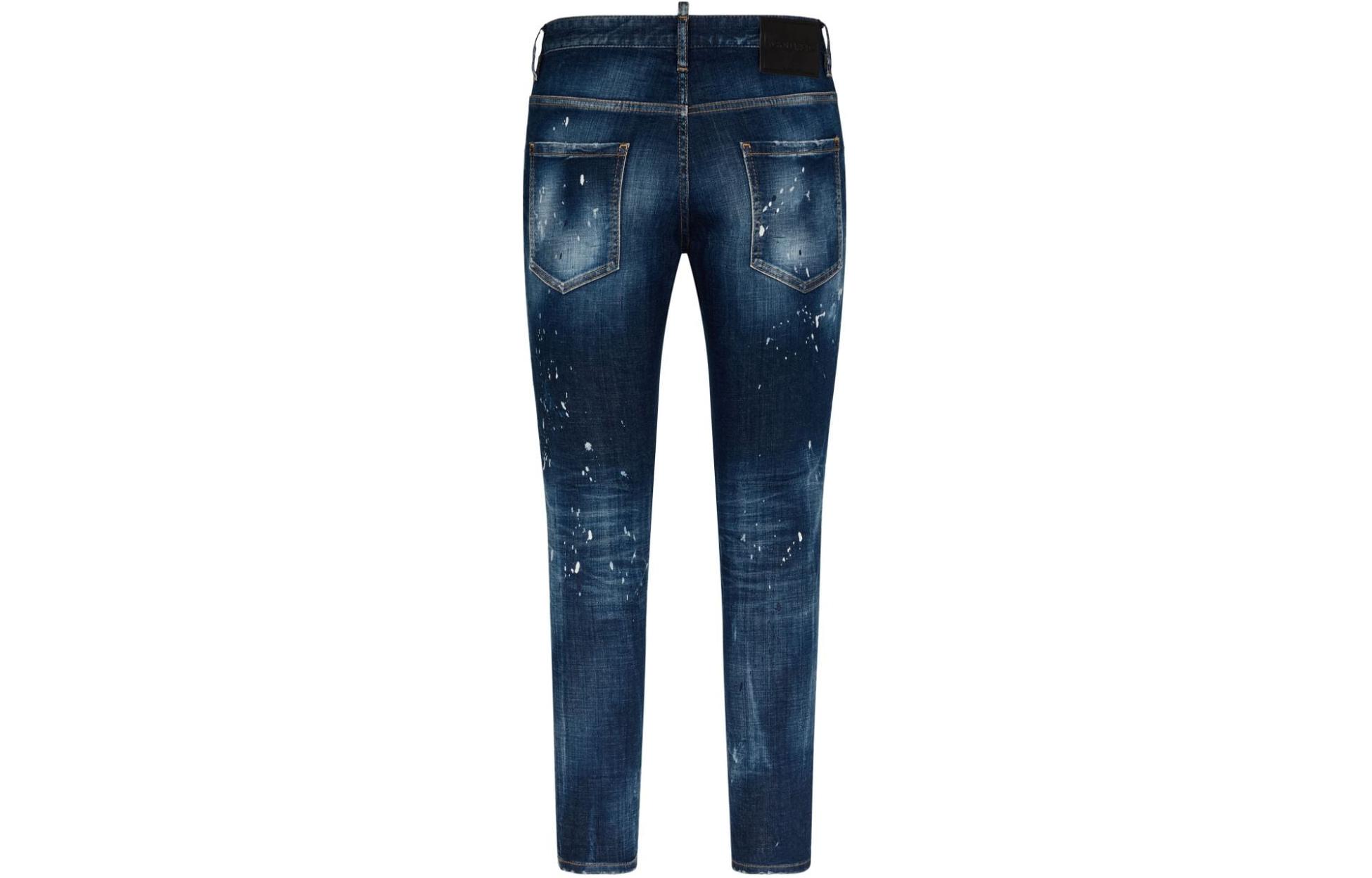 DSQUARED2 SS24 Distressed Splatter Slim Fit Indigo Denim Jeans for Men. S71LB1416S30342-470 圖 3