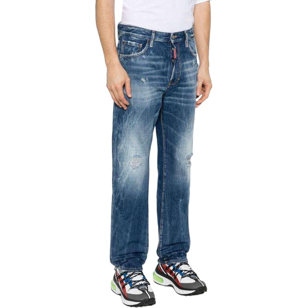 DSQUARED2 SS24 Distressed Straight-Leg Button Pocket Jeans Men Blue S71LB1379S30891-470 圖 5