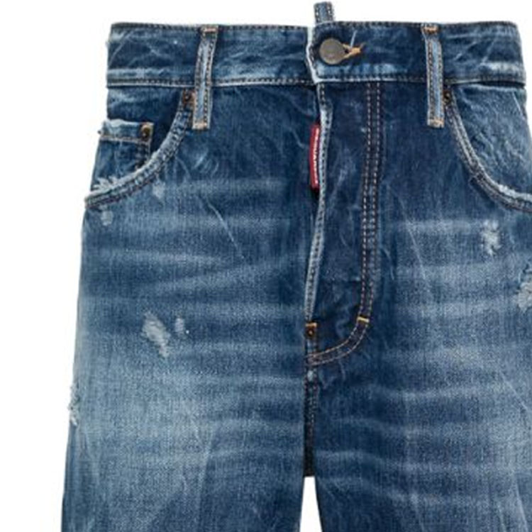 DSQUARED2 SS24 Distressed Straight-Leg Button Pocket Jeans Men Blue S71LB1379S30891-470 圖 6