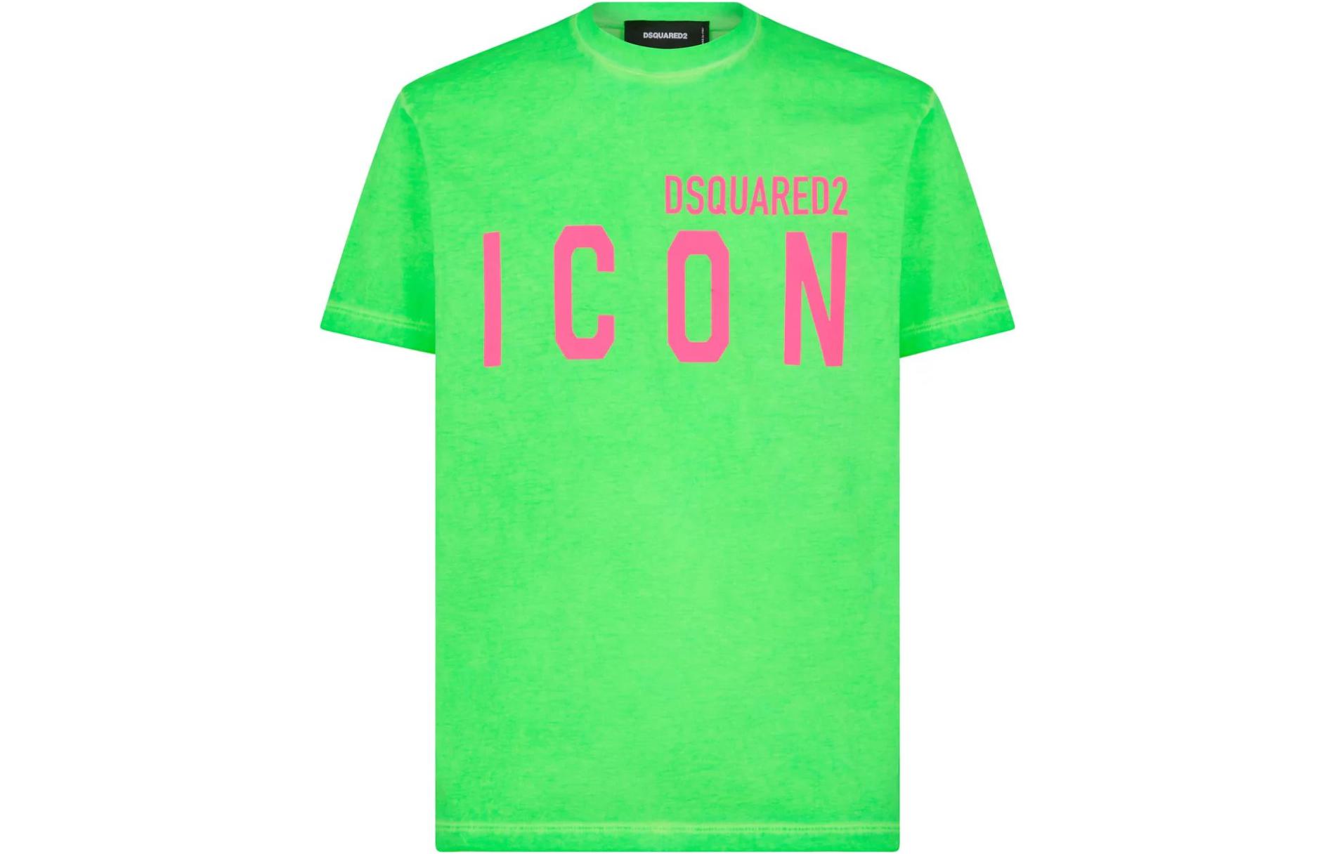 DSQUARED2 SS24 Green Logo Print Crewneck  T-Shirt. S79GC0090S22427-910