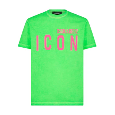 DSQUARED2 SS24 Green Logo Print Crewneck T-Shirt. S79GC0090S22427-910