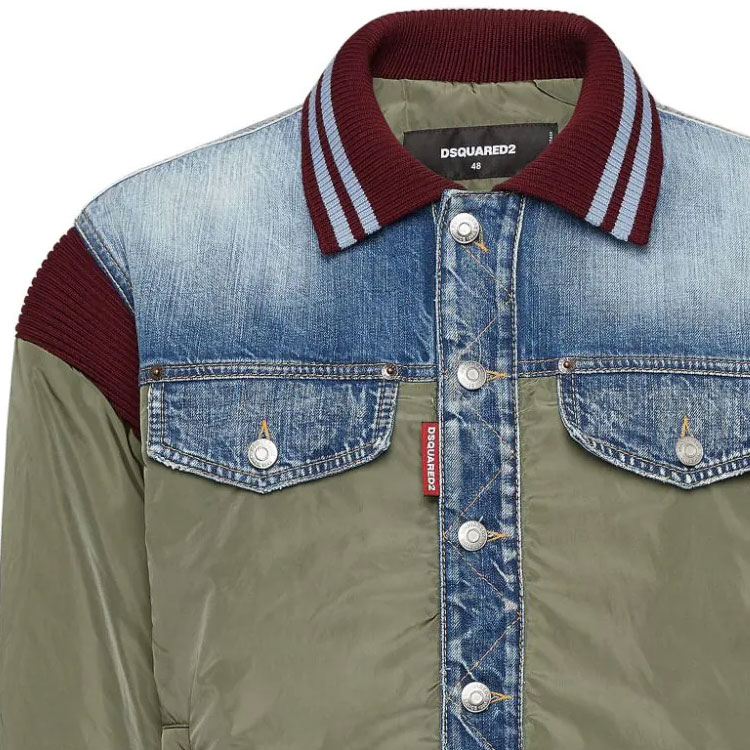 DSQUARED2 SS24 Green Patchwork Single-Breasted Casual Long-Sleeve Jacket Men. S74AM1514S49197-707 圖 4