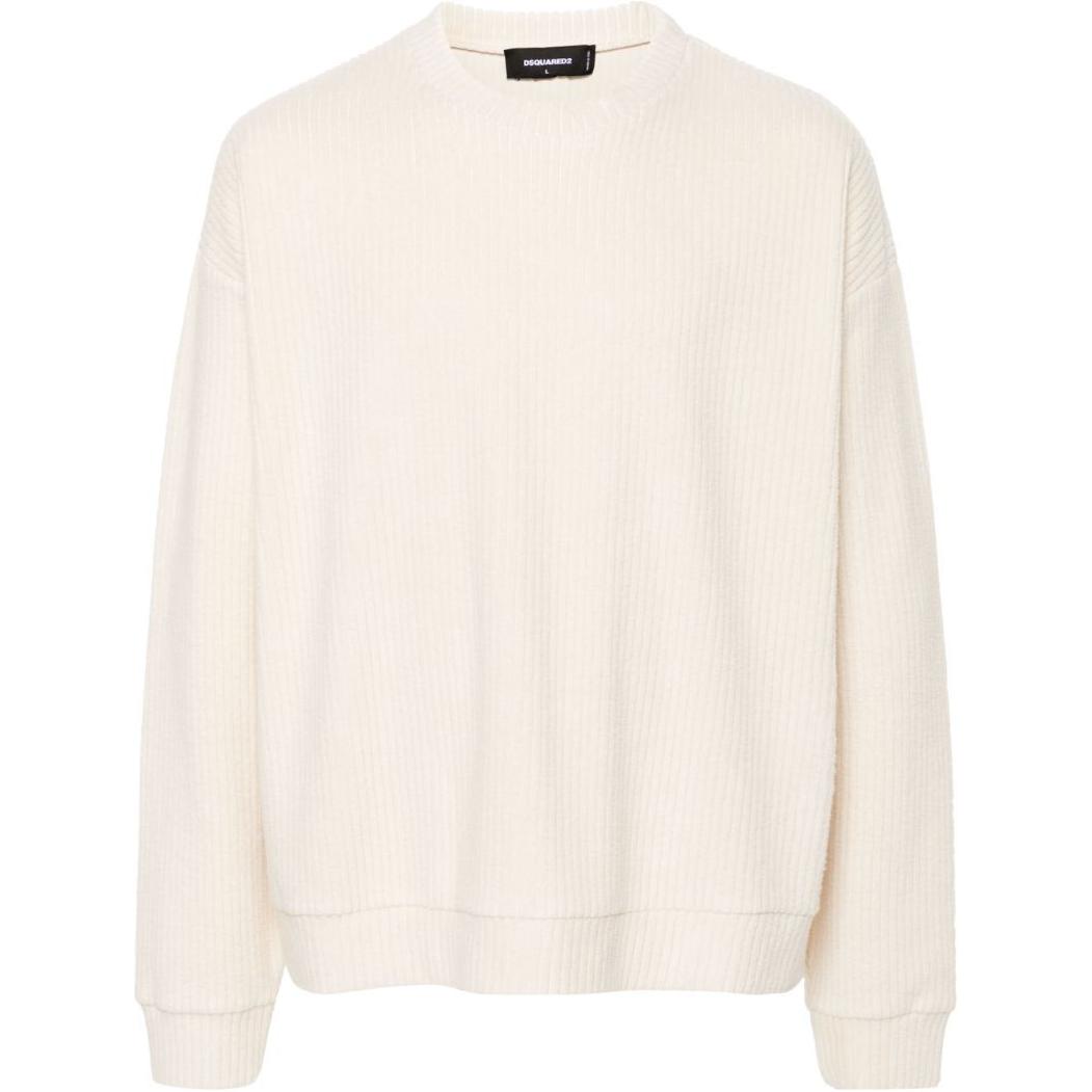 DSQUARED2 SS24 Ivory White Logo Crewneck Knit Sweater . S74GU0824D20024-101