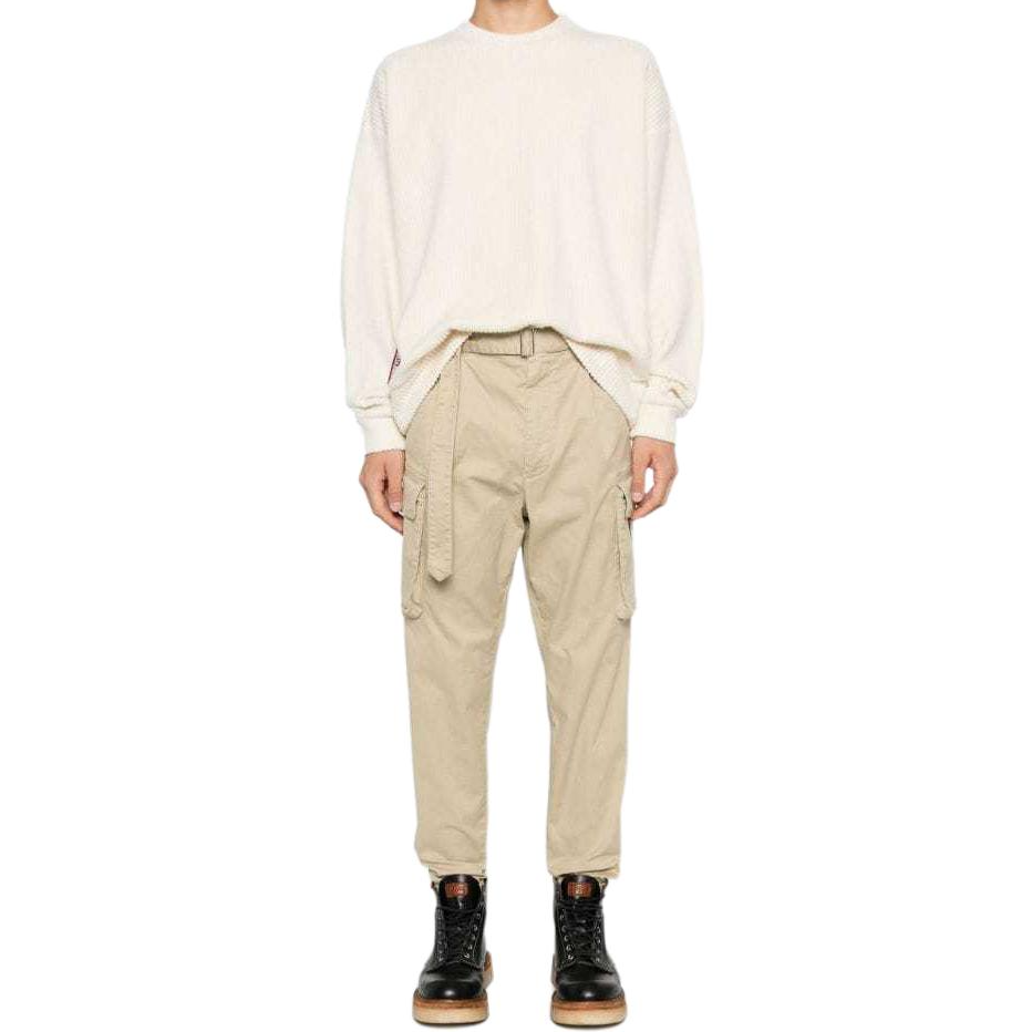 Shop DSQUARED2 SS24 象牙白標誌針織圓領毛衣 S74GU0824D20024-101