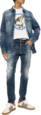 DSQUARED2 SS24 ロゴプリント クルーネック 半袖Tシャツ ホワイト S74GD1318D20020-100 Purchase DSQUARED2 SS24 ロゴプリント クルーネック 半袖Tシャツ ホワイト S74GD1318D20020-100