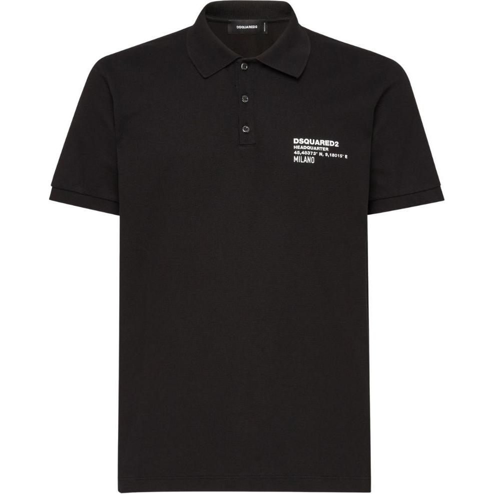 DSQUARED2 SS24 Logo Print Short Sleeve Polo Shirt Men’s Black. S74GL0082S22743-900