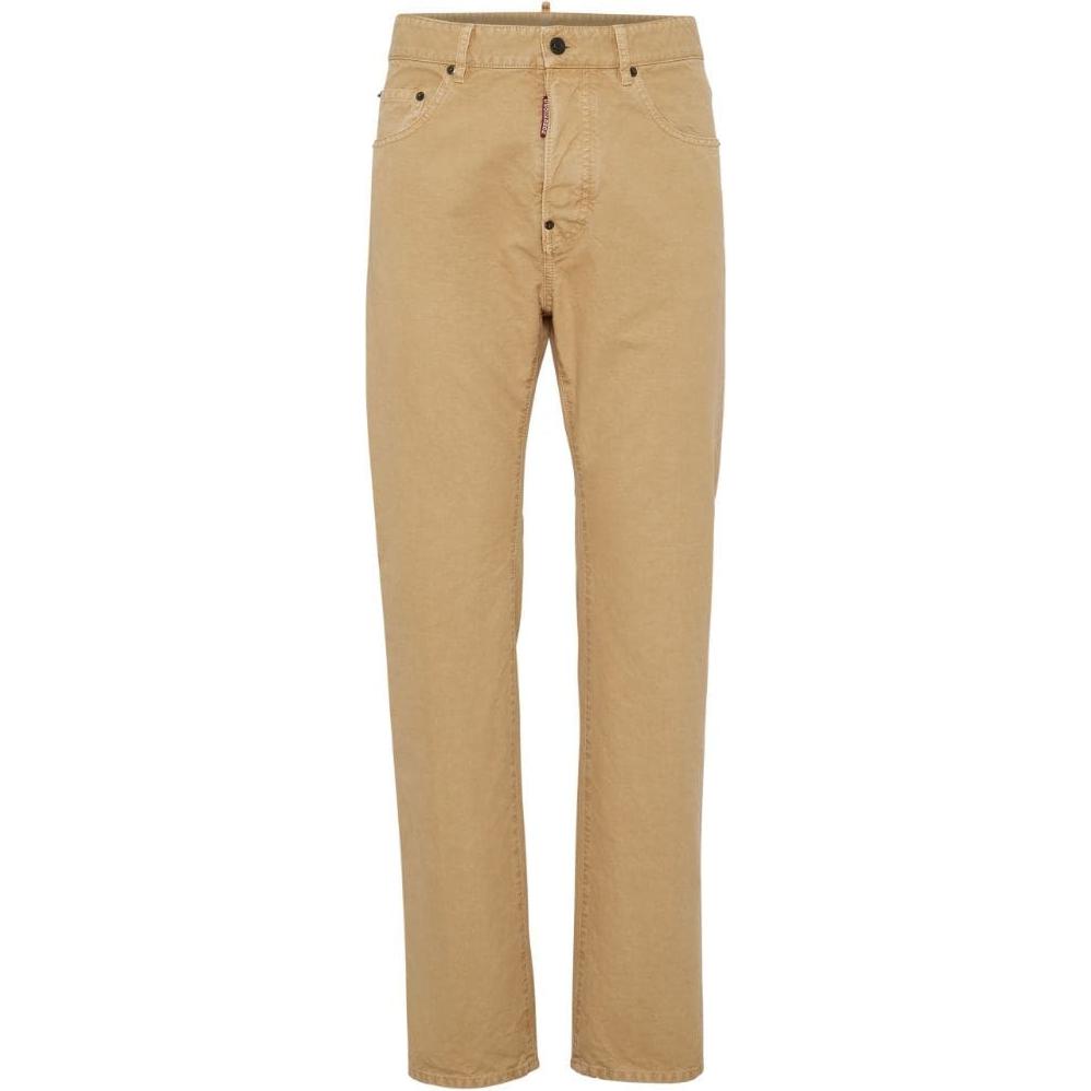 DSQUARED2 SS24 Logo Straight-Fit Pocket Casual Pants Men’s Beige. S79KA0076D35106