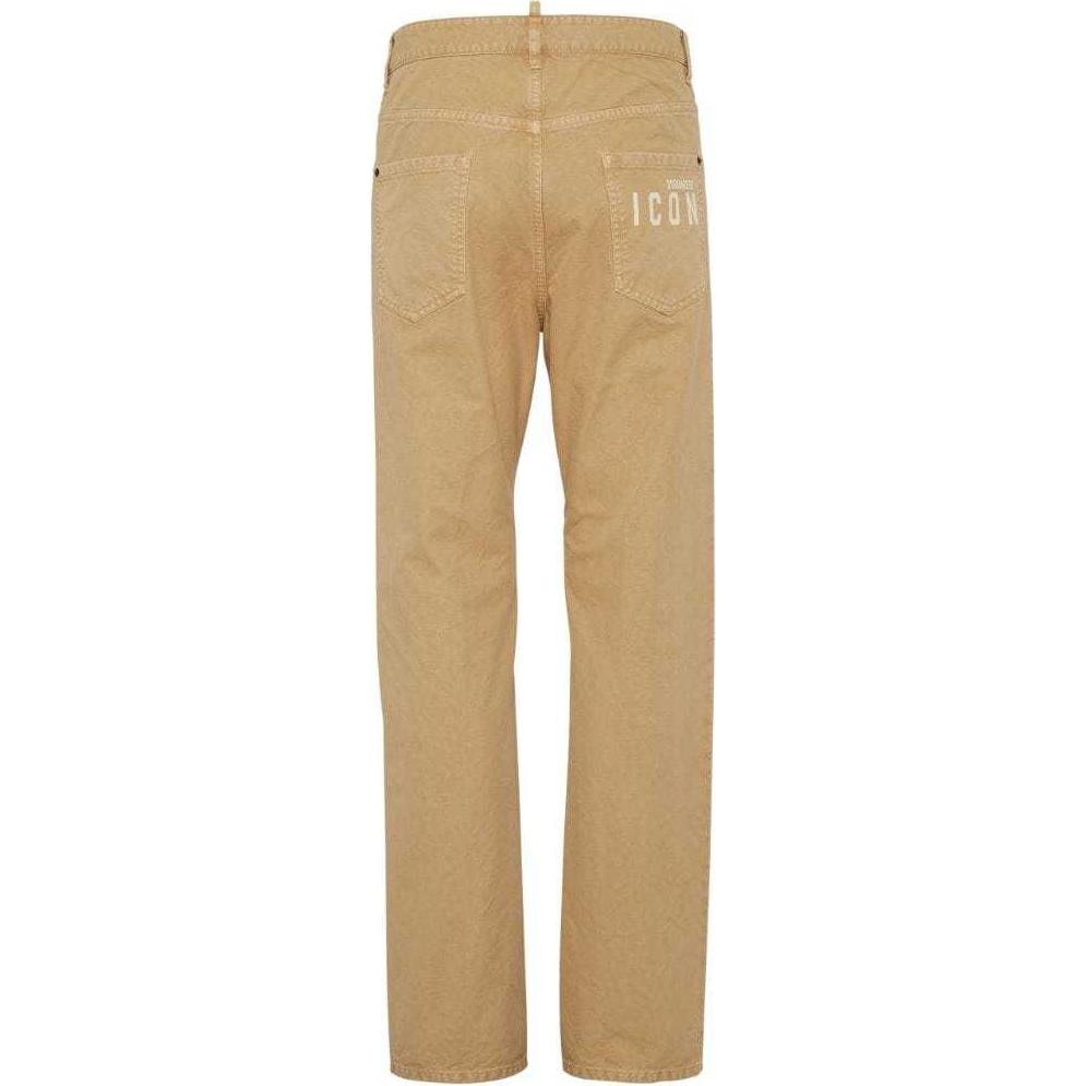 Lookbook DSQUARED2 SS24 經典標誌直筒口袋休閒長褲 男 淺米色. S79KA0076D35106