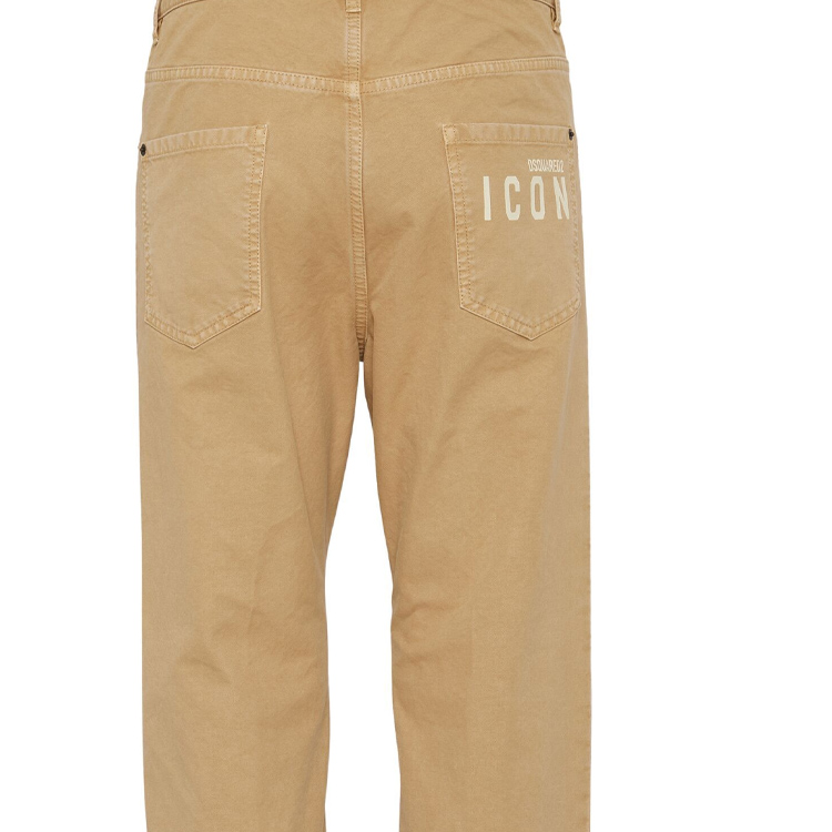 Shop DSQUARED2 SS24 經典標誌直筒口袋休閒長褲 男 淺米色. S79KA0076D35106