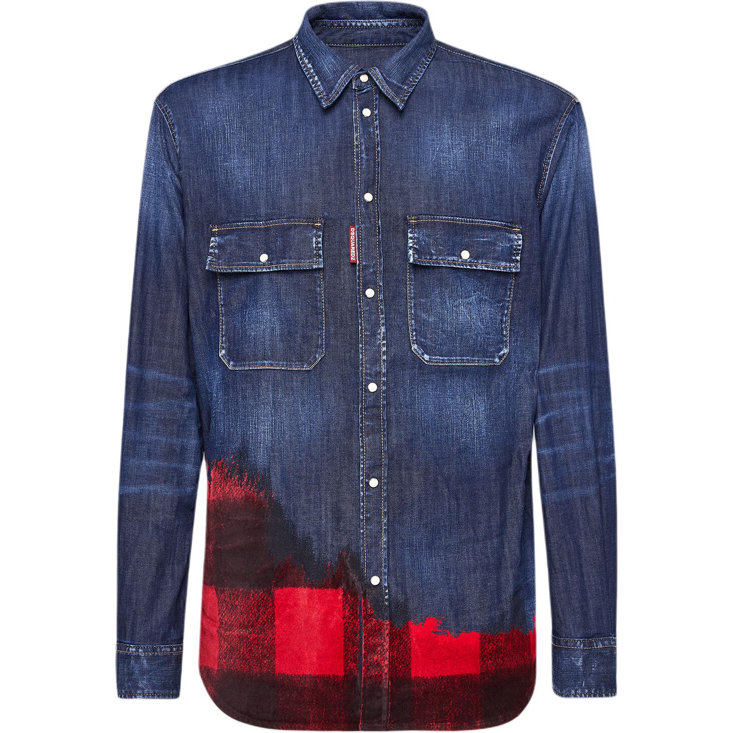 Order DSQUARED2 男裝 SS24 海軍藍格紋長袖襯衫. S74DM0850S30341-470