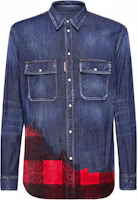 Order DSQUARED2 SS24 Navy Blue Plaid Print Button-Up Long Sleeve Shirt Mens. S74DM0850S30341-470