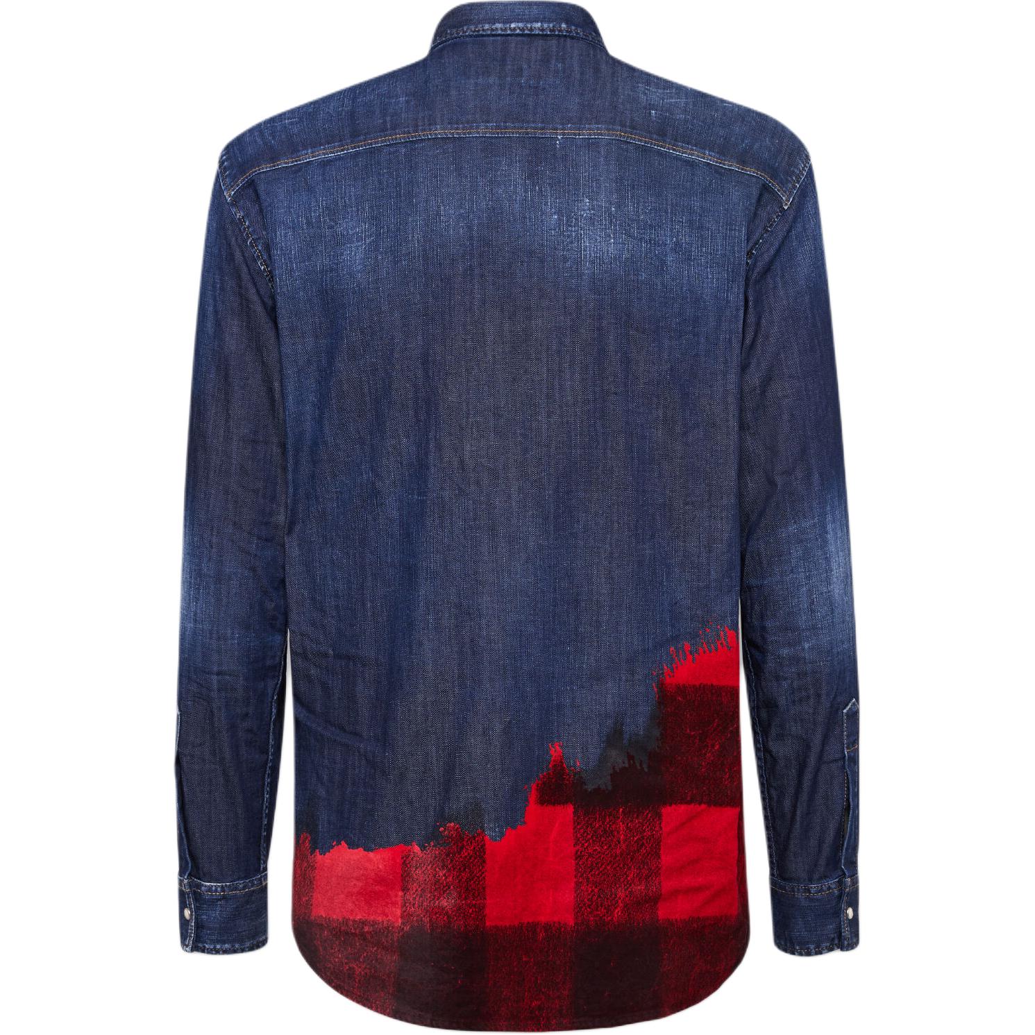 Lookbook DSQUARED2 男裝 SS24 海軍藍格紋長袖襯衫. S74DM0850S30341-470