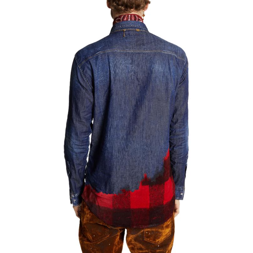 Purchase DSQUARED2 男裝 SS24 海軍藍格紋長袖襯衫. S74DM0850S30341-470