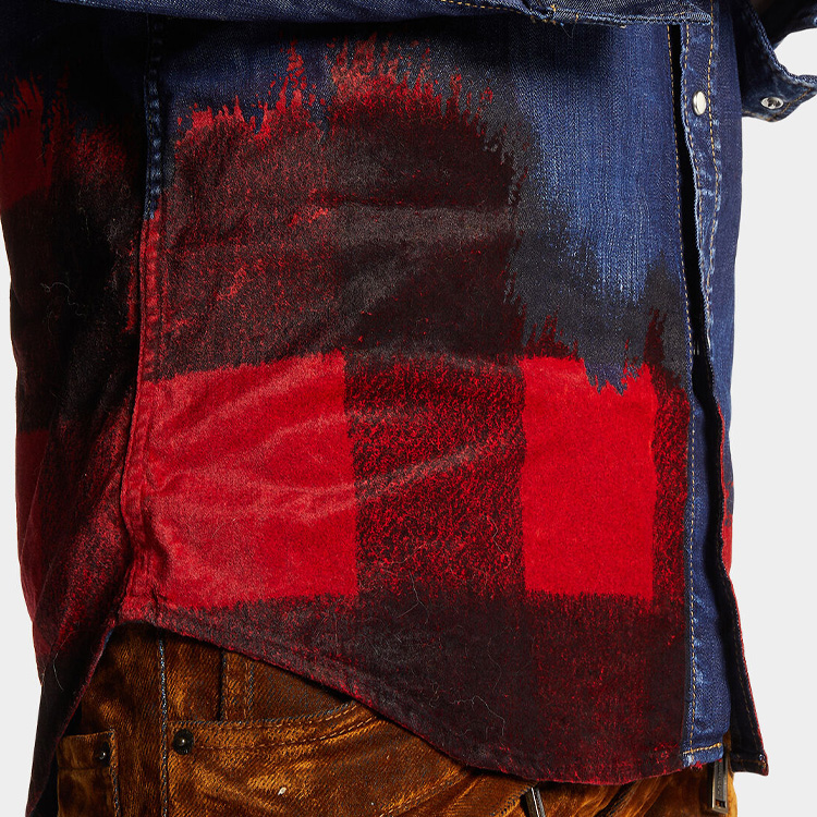 Details for DSQUARED2 男裝 SS24 海軍藍格紋長袖襯衫. S74DM0850S30341-470