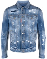 DSQUARED2 SS24 Paint-Splatter Denim Jacket Long Sleeve Blue S74AM1463S30789-470 DSQUARED2 SS24 Paint-Splatter Denim Jacket Long Sleeve Blue S74AM1463S30789-470