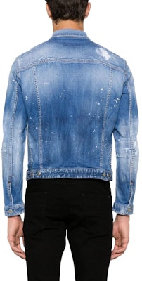 DSQUARED2 SS24 藍色油漆噴濺牛仔外套 長袖 S74AM1463S30789-470 Shop DSQUARED2 SS24 藍色油漆噴濺牛仔外套 長袖 S74AM1463S30789-470