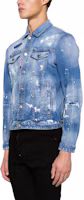 Purchase DSQUARED2 SS24 Paint-Splatter Denim Jacket Long Sleeve Blue S74AM1463S30789-470