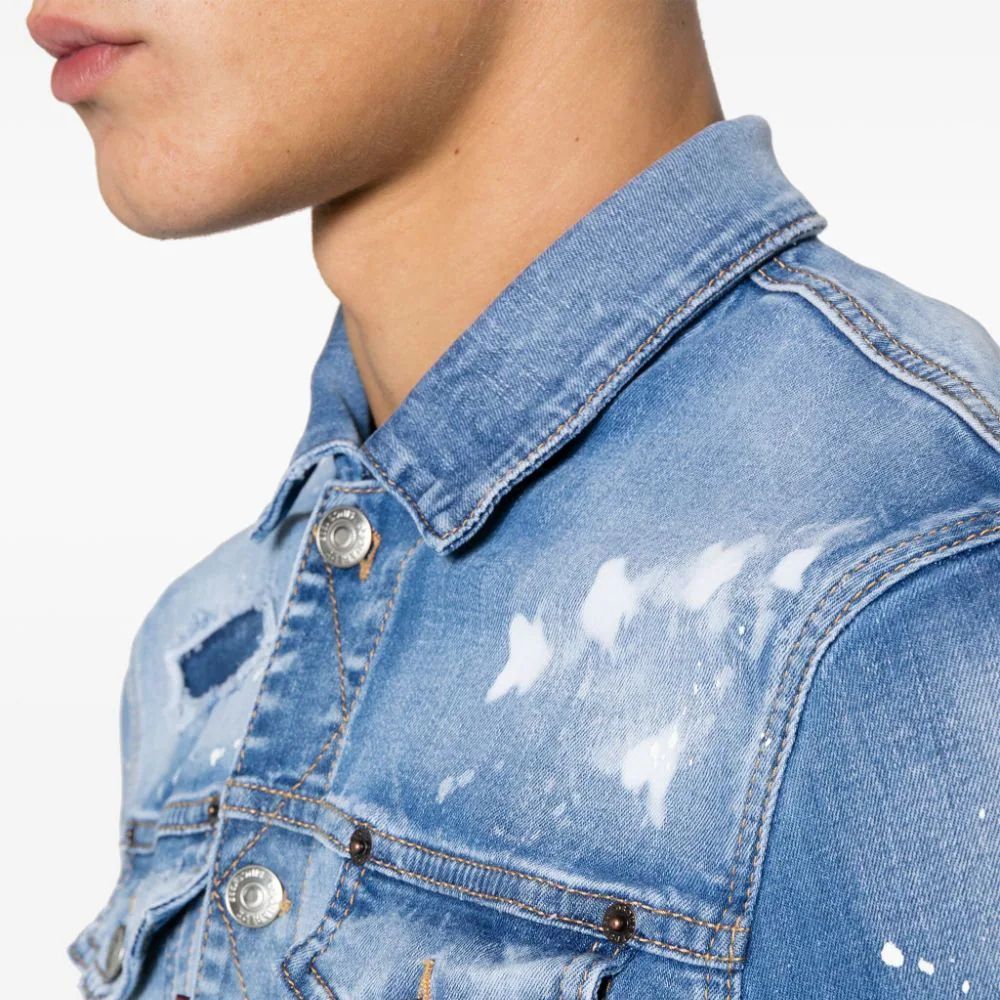 Details for DSQUARED2 SS24 藍色油漆噴濺牛仔外套 長袖 S74AM1463S30789-470
