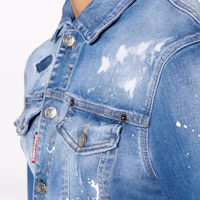 Sizing DSQUARED2 SS24 Paint-Splatter Denim Jacket Long Sleeve Blue S74AM1463S30789-470