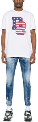 DSQUARED2 SS24 潑漆低腰修身牛仔褲 男 中藍 S71LB1391S30816-470 Lookbook DSQUARED2 SS24 潑漆低腰修身牛仔褲 男 中藍 S71LB1391S30816-470
