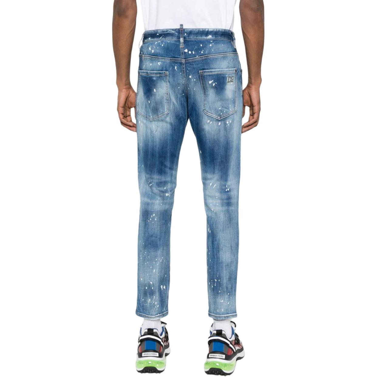 DSQUARED2 SS24 Paint-Splatter Low-Rise Slim Fit Jeans Men Mid Blue S71LB1391S30816-470 圖 4