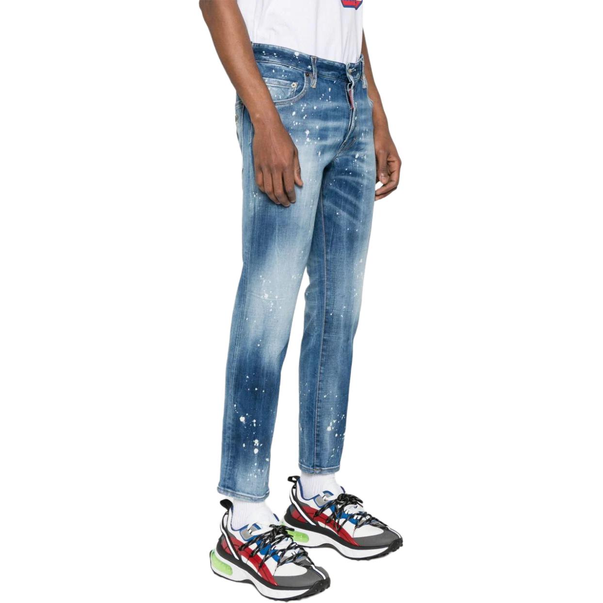 DSQUARED2 SS24 Paint-Splatter Low-Rise Slim Fit Jeans Men Mid Blue S71LB1391S30816-470 圖 5