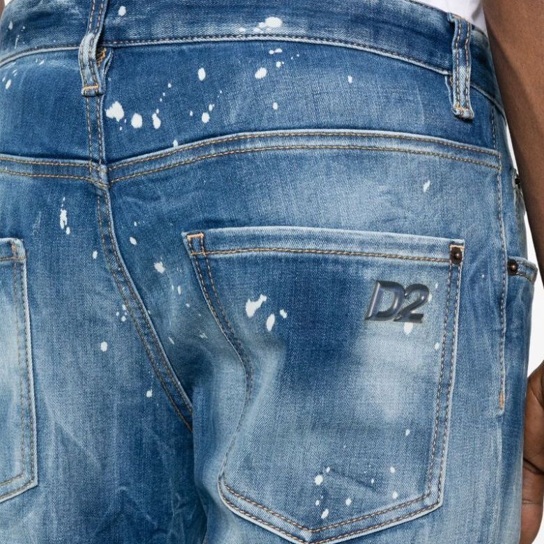 DSQUARED2 SS24 Paint-Splatter Low-Rise Slim Fit Jeans Men Mid Blue S71LB1391S30816-470 圖 6